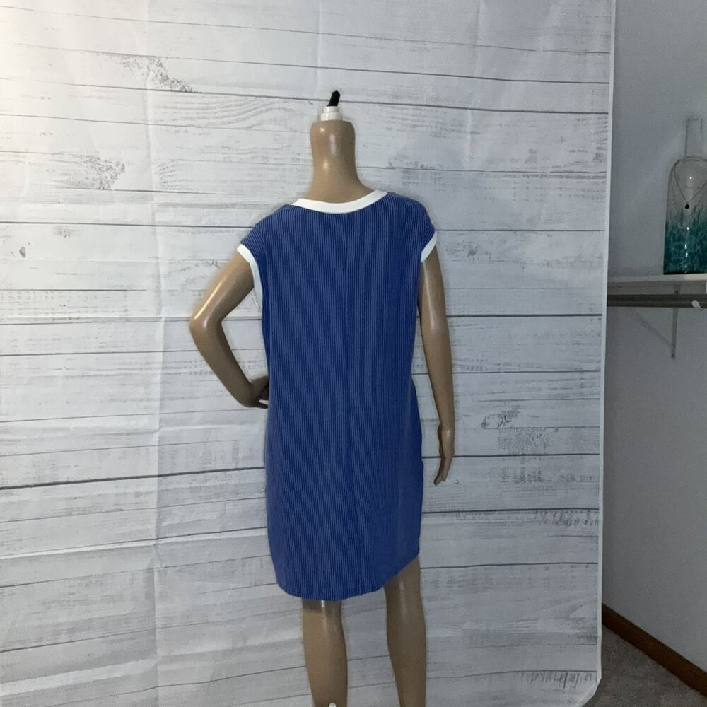 NWOT Sail Blue Rib Textured Cap Sleeve Coverup Dress - Picture 4 of 6